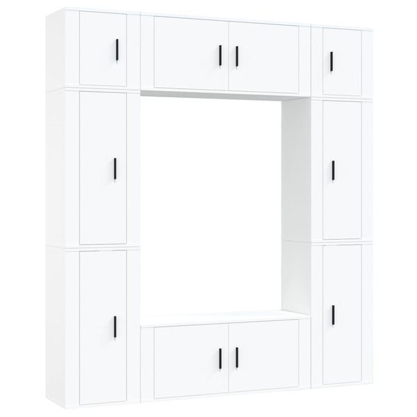 vidaXL 8 Piece TV Cabinet Set White Engineered Wood