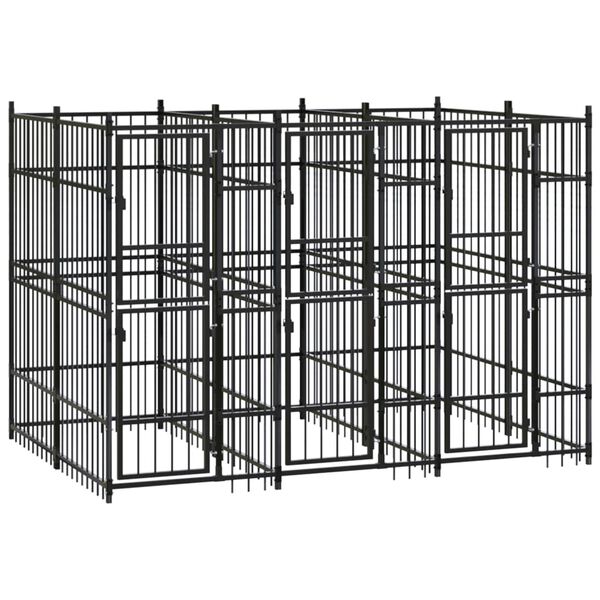 vidaXL Outdoor Dog Kennel Steel 5.53 m²