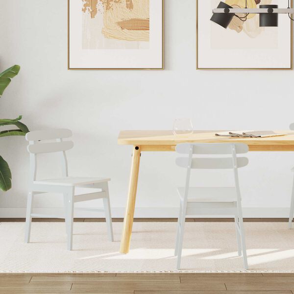 vidaXL Dining Chair 2 pcs White Solid Rubber Wood