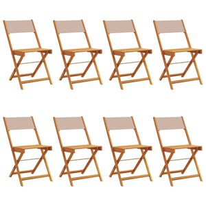 vidaXL Folding Garden Chairs 8 pcs Taupe Fabric and Solid Wood