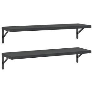 vidaXL Wall Shelves 2 pcs 100x30 cm Black Stainless Steel