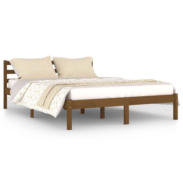 vidaXL Bed Frame without Mattress Solid Wood Pine 140x200cm Honey Brown