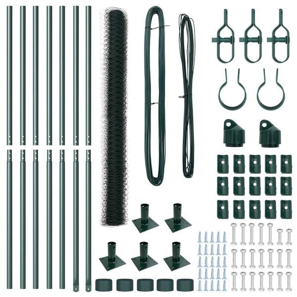 vidaXL Fence Post Green 10 x 1.6 m (36 mm mesh) Steel and PVC