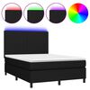 vidaXL Box Spring Bed with Mattress&LED Black 140x190 cm Fabric