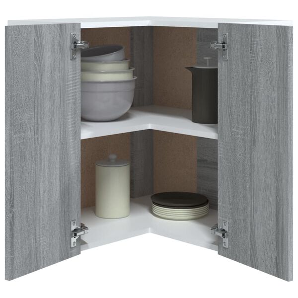 vidaXL Hanging Corner Cabinet Lyon Grey Sonoma 57x57x60 cm Engineered Wood