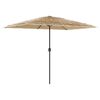 vidaXL Garden Parasol with LEDs and Steel Pole Brown 300x200x250 cm