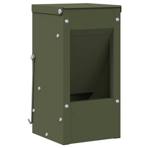 vidaXL Rabbit Feeder Olive Green 12.5 x 12.5 x 25 cm Cold-Rolled Steel