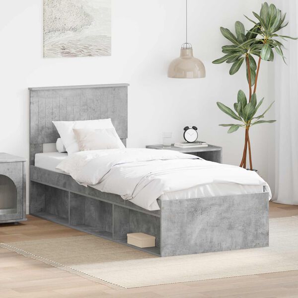 vidaXL Bed Frame Concerte Grey 75 x 190 cm Solid Pine Wood