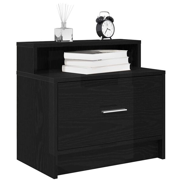 vidaXL Bedside Cabinet with Drawer Black Oak 51x31x47 cm