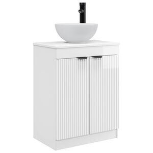 vidaXL Bathroom Vanity with Sink High Gloss White 54 x 35 x 83 cm