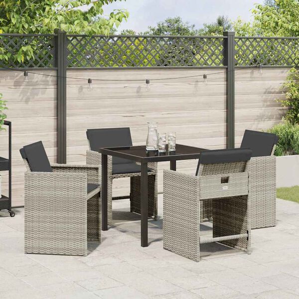 vidaXL Garden Dining Set 5 pcs Light Grey Poly Rattan