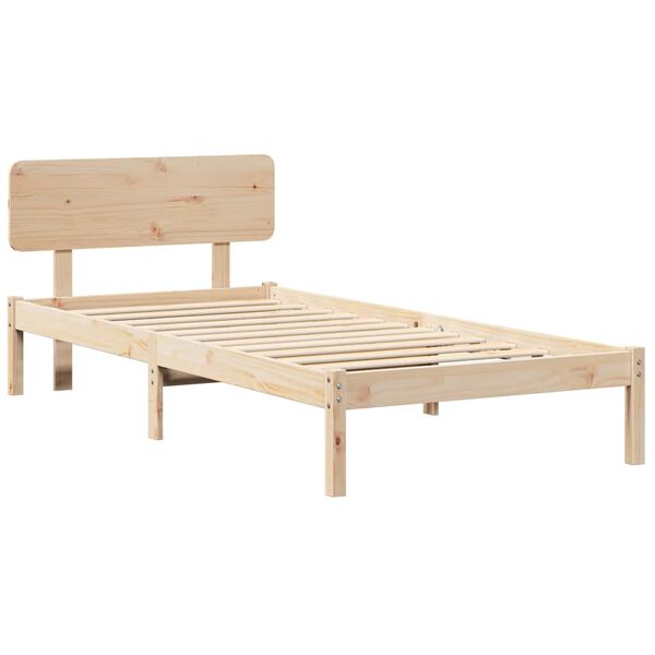 vidaXL Bed Frame with Headboard Natural 90 x 200 cm Solid Pine Wood