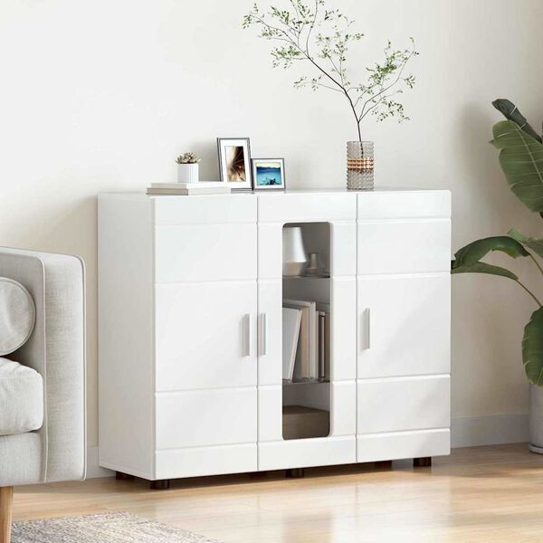 vidaXL Sideboard High gloss white 55.5 x 29 x 100 cm Engineered Wood