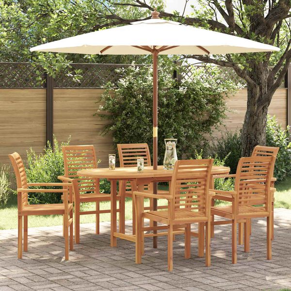 vidaXL Garden Dining Set 7 pcs Brown Solid Teak Wood