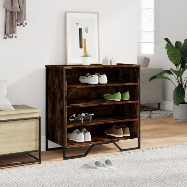 vidaXL Shoe Cabinet Smoked Oak 80x38x78 cm Engineered Wood