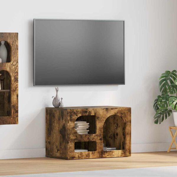 vidaXL TV Cabinet Smoked Oak 60 x 35 x 40 cm Engineered Wood