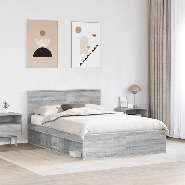 vidaXL Bed Frame Grey Sonoma 160 x 200 cm Engineered wood