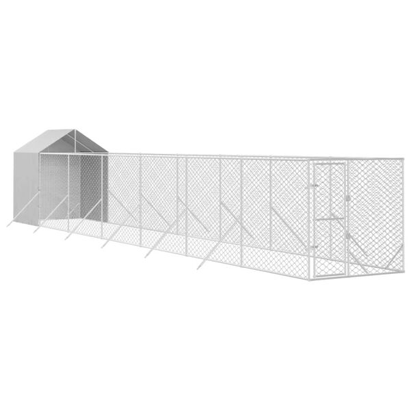 vidaXL Outdoor Dog Kennel with Roof Silver 2x14x2.5 m Galvanised Steel