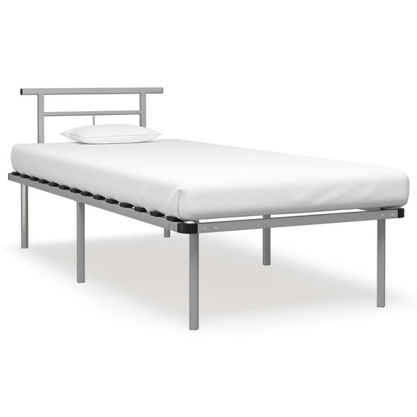 vidaXL Bed Frame without Mattress Grey Metal 90x200cm