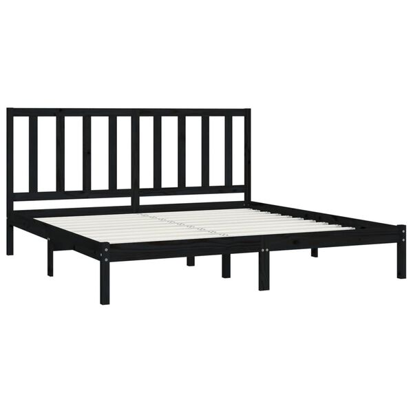 vidaXL Bed Frame without Mattress Black Solid Wood Pine 200x200 cm