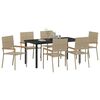 vidaXL Garden Dining Set with Cushion 7 pcs Beige Poly Rattan