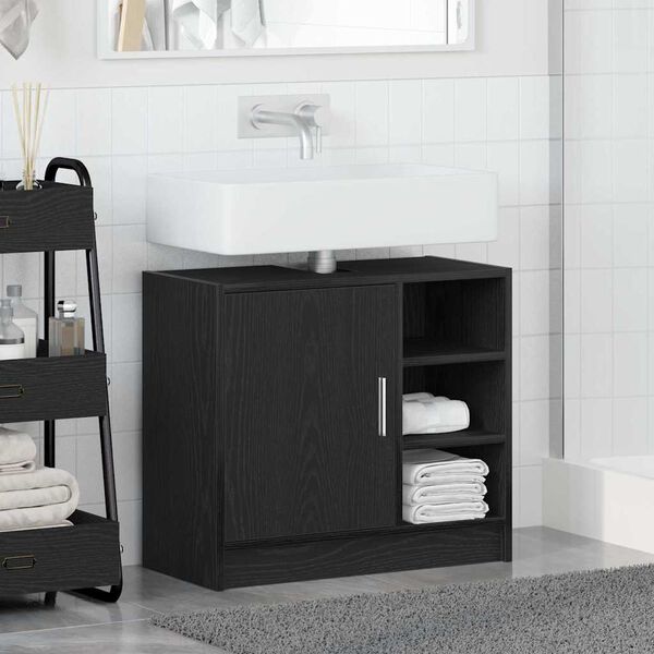 vidaXL Sink Cabinet Black Oak 63 x 29 x 55 cm Engineered wood