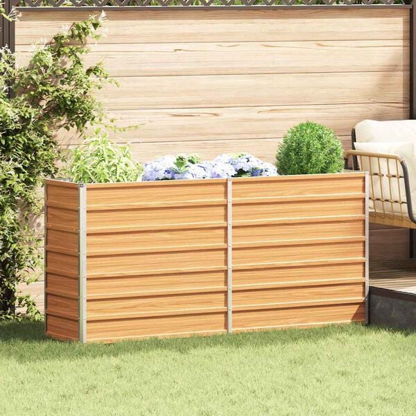 vidaXL Garden Raised Bed 160x40x45 cm Galvanized Steel Silver