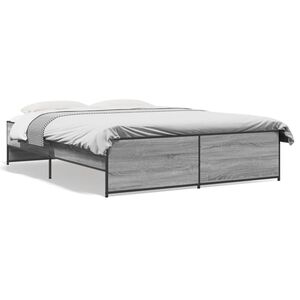 vidaXL Bed Frame without Mattress Grey Sonoma 160x200 cm