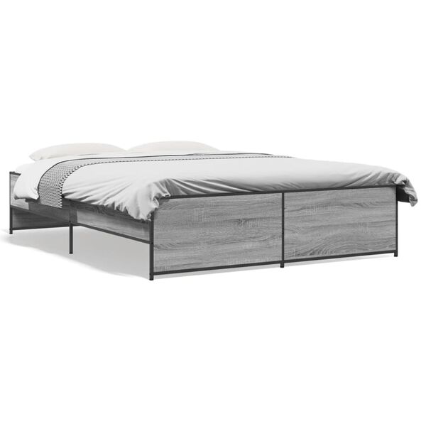 vidaXL Bed Frame without Mattress Grey Sonoma 160x200 cm