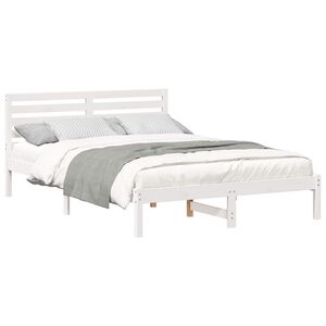 vidaXL Bed Frame with Headboard White 140 x 220 cm Solid Pine Wood