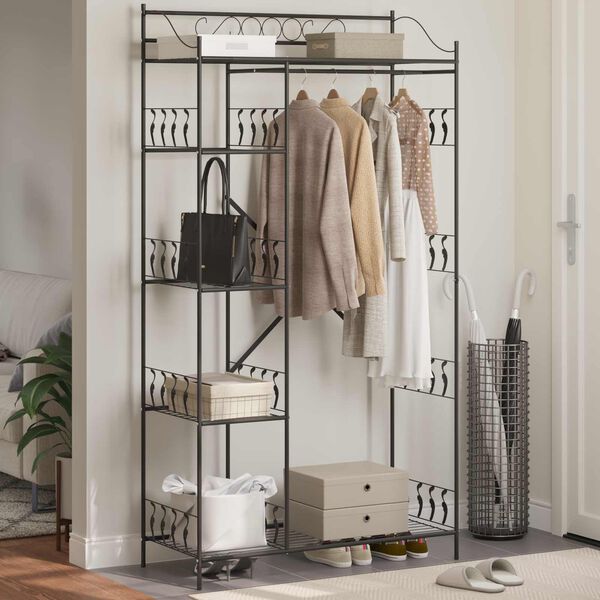 vidaXL Open Wardrobe with Shelf Black 101 x 43 x 188 cm Steel