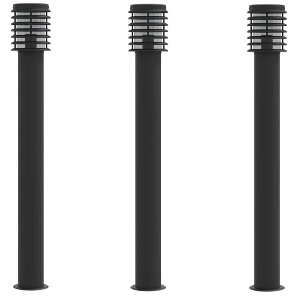 vidaXL Outdoor Floor Lamps 3pcs Black 110cm Stainless Steel