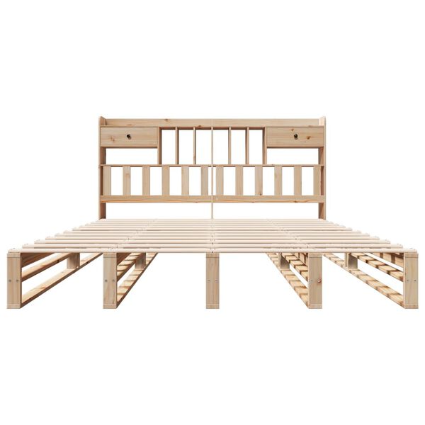 vidaXL Bookcase Bed without Mattress 180x200 cm Super King Solid Wood Pine