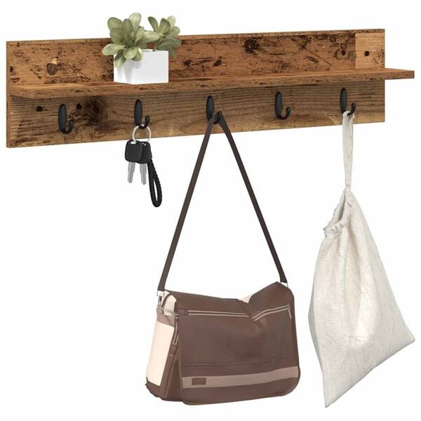 vidaXL Wall-Mounted Coat Rack Wall-mounted Old Wood 80 x 10.5 x 18 cm