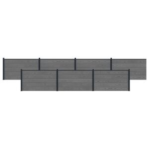 vidaXL Fence Panel 7 pcs WPC and Aluminium Grey