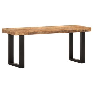 vidaXL Bench 110 cm Solid Rough Mango Wood and Steel