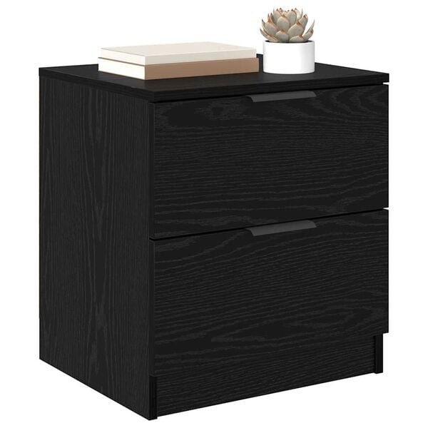 vidaXL Bedside Cabinet 2 pcs Black Oak 45 x 39 x 50cm Engineered Wood