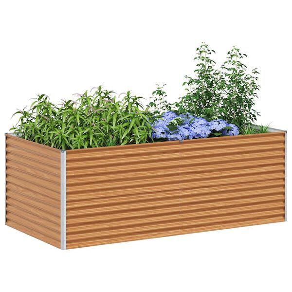 vidaXL Garden Raised Bed 195 x 100 x 68 cm Galvanised Steel