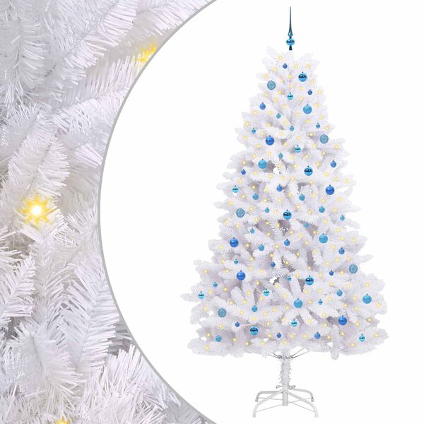 vidaXL Artificial Hinged Christmas Tree White 240 cm PVC and Steel