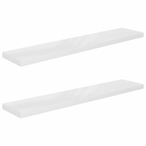 vidaXL Floating Wall Shelves 2 pcs High Gloss White 120x23.5x3.8 cm MDF