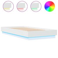 vidaXL Bed Frame with LED Lights White 75x190 cm Small Single