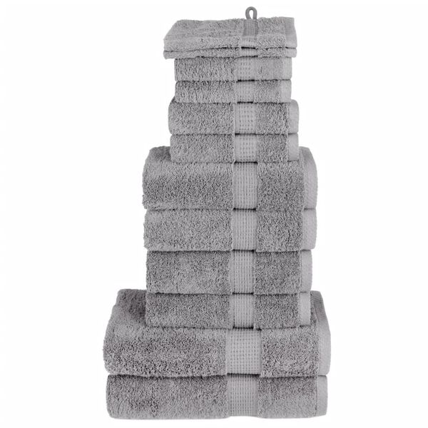 vidaXL 12 Piece Premium Towel Set SOLUND Grey 600 gsm