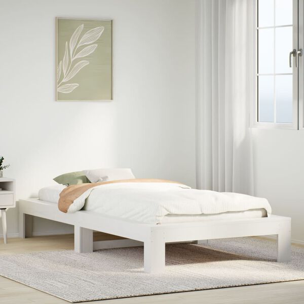 vidaXL Bed Frame without Mattress White 75x190 cm Small Single Solid Wood Pine