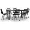 vidaXL 7 Piece Garden Dining Set Black Poly Rattan
