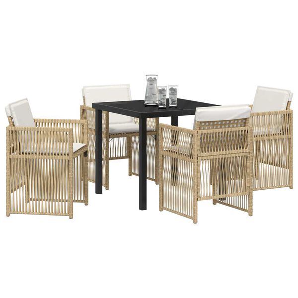 vidaXL Garden Dining Set 5 pcs Beige Poly rattan