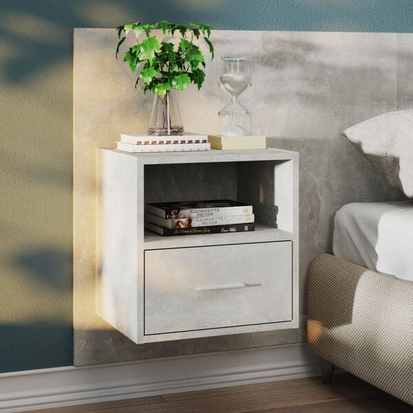 vidaXL Wall-mounted Bedside Cabinets 2 pcs Concrete Grey