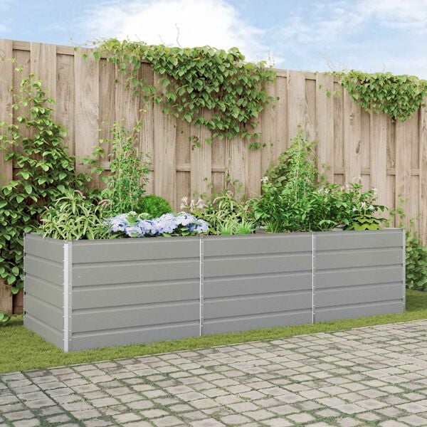 vidaXL Planter Light Grey 290 x 100 x 75 cm Galvanised Steel