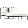 vidaXL Metal Bed Frame without Mattress with Headboard Black 135x190cm