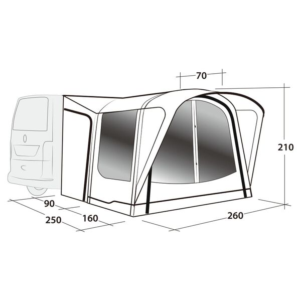 Outwell Drive-away Campervan Awning Newburg 160 Air Black & Grey