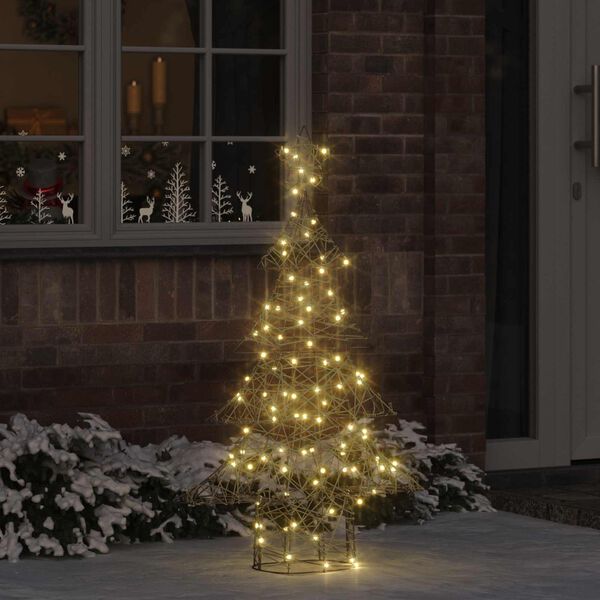 vidaXL Christmas Tree with 120 LEDs Warm white 120 cm Rattan